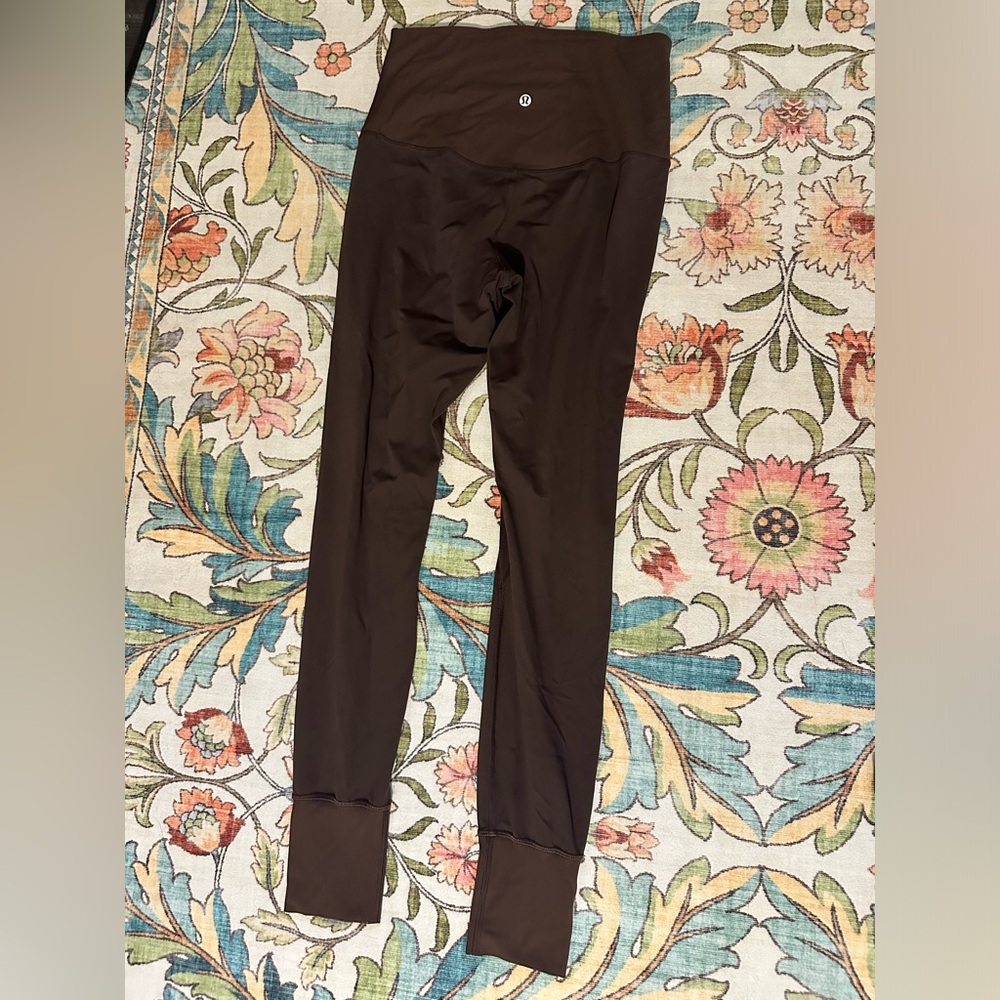 Lululemon Align SUPER high rise ribbed trim tight size 8 Espresso brown 28”